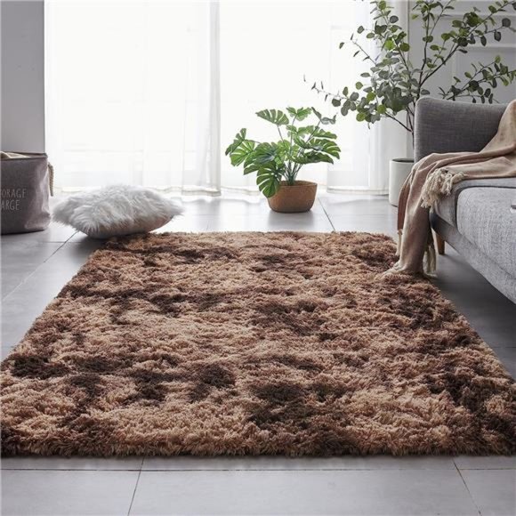 Shaggy Tie-Dyed Coffee Rug, 2x3 Area Rugs for Living Room, Anti-Skid Extra Comfy - Picture 2 of 6